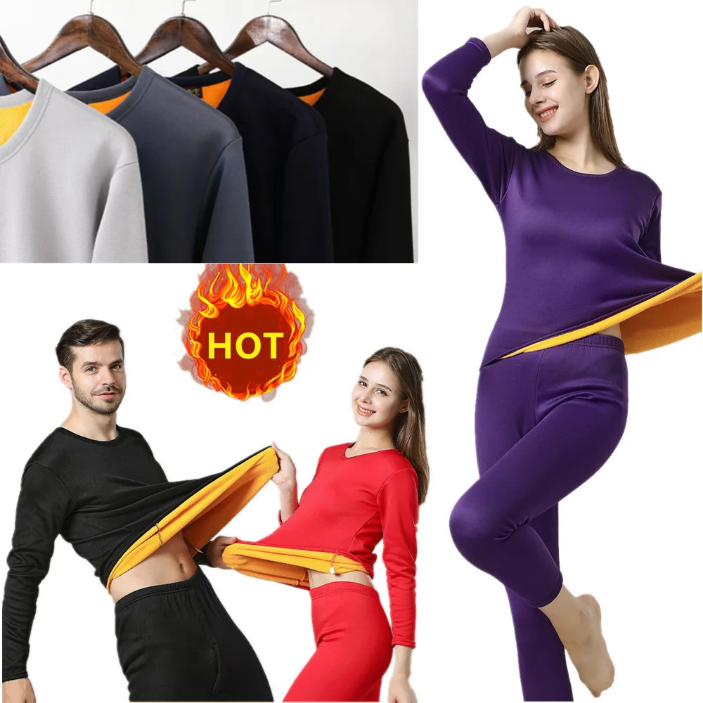 Men Thermal Underwear Winter Women Long Johns Fleece Base Layer Sets keep Warm in cold Weather Lingerie Pajamas Plus Size L-4XL