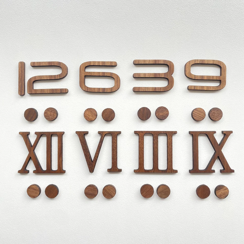 Wooden Clock Numbers for Hours Arabic Roman Numerals Separately Digital Watches Customizable Kits Replacement Gadget