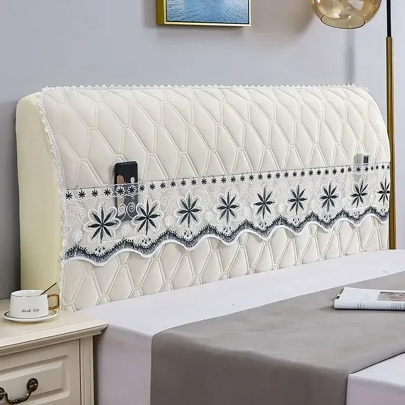 Thick Cotton Padded Headboard Cover Bedhead Fabric Full Protective Cover Solid Wood Soft Pack Bedside Dust