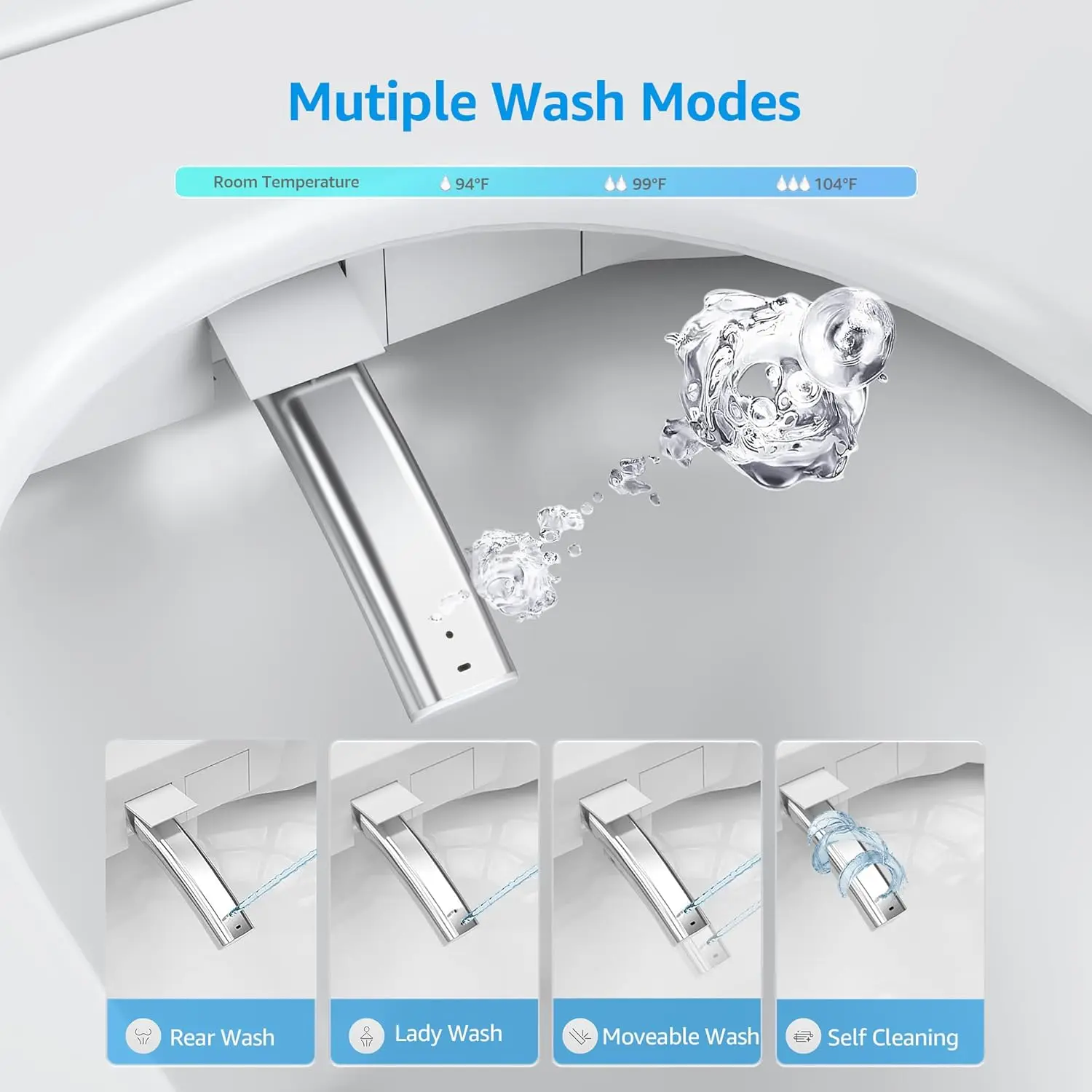 Smart Toilet with Bidet Built in  Auto Open & Close Foot Sensing Bidet Toilet Combo with Auto Flush Remote Control Warm Water 3