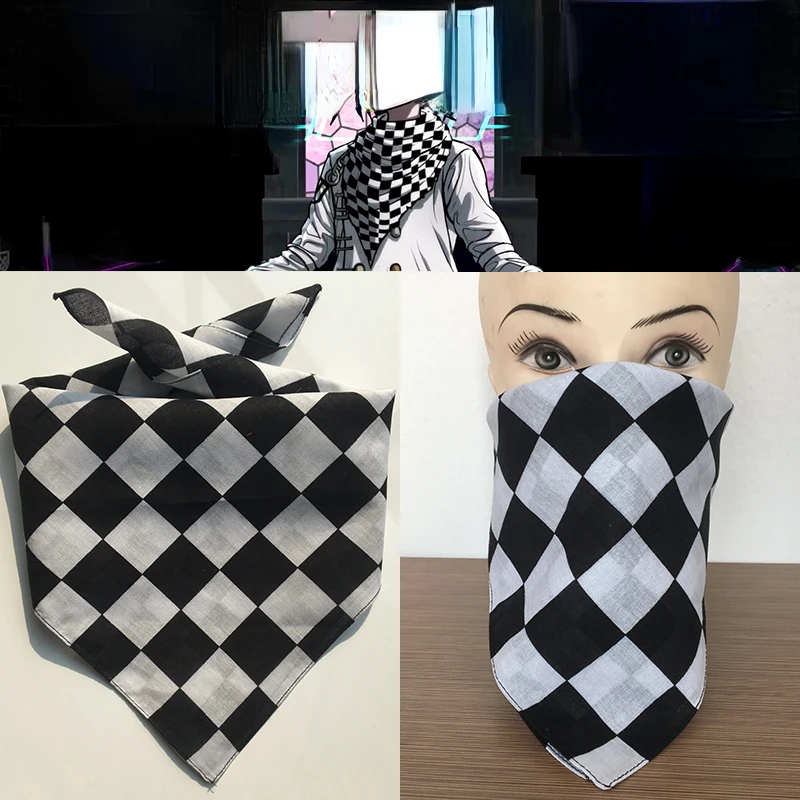Anime Ouma Kokichi Square Scarf Wrap Cosplay Costume Accessories 55x55cm Rare Handmade scarf accessories