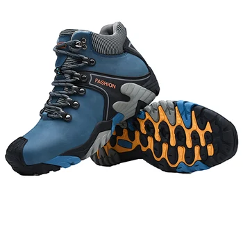 Mens Running Sneakers Non Slip Winter Snow Boots Casual Sneakers Waterproof PU Lace Up Sneakers High Top for Hiking Climbing 4