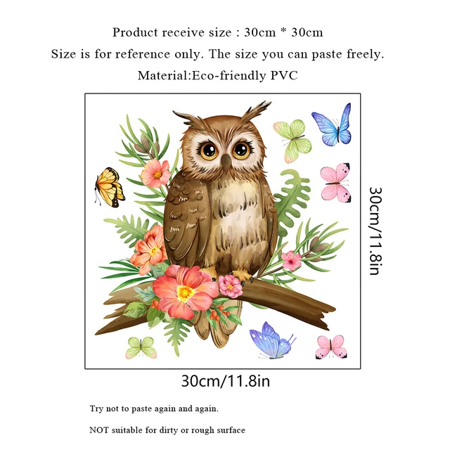 Stickers muraux enfants 9 Chouettes sur branches I arbre fleurs