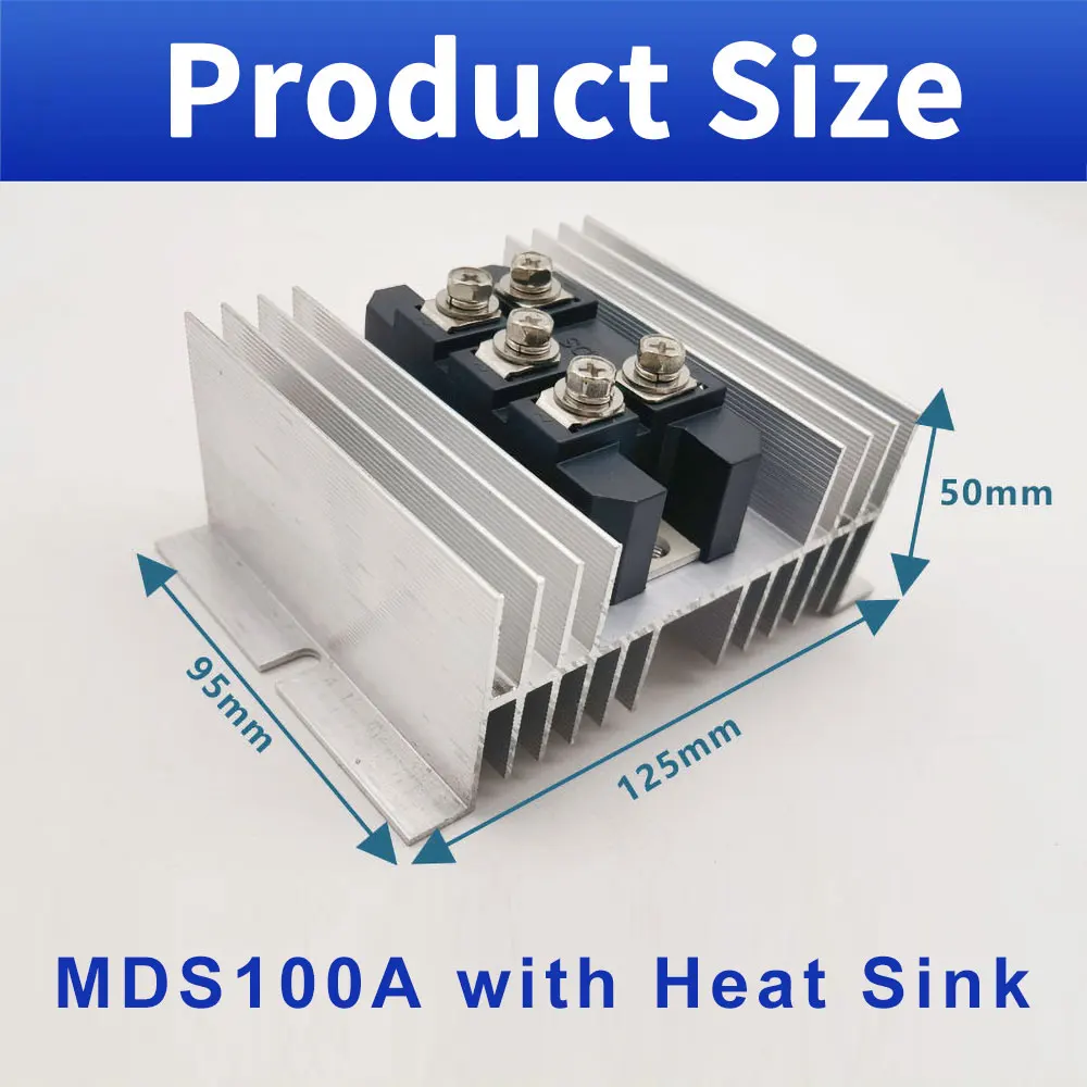 Puente rectificador trifásico MDS100A/1600V, Instalación del disipador de calor de W-95, rectificador de puente biodo trifásico 100A