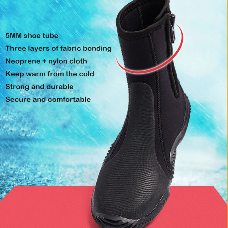 Oulylan Premium Neoprene Diving Boot 5m Water Shoes Wetsuit Booties With Anti-Slip Rubber Sole  Zipper For Surf Scuba 1 Pair 3