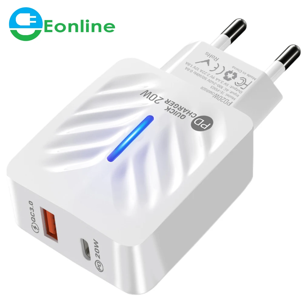 

Eonline PD 20W USB Type C Charger Quick Charge 3.0 Mobile Phone Charger for iPhone Samsung Xiaomi Fast Wall Chargers usb c power