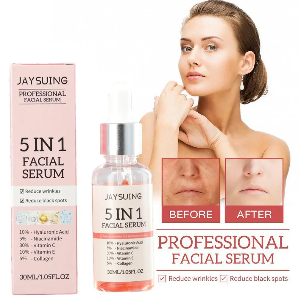 5 In 1 Face Serum Moisturizing Whitening Anti Wrinkle Aging Vitamin C Hyaluronic Acid 30ml Skin Care