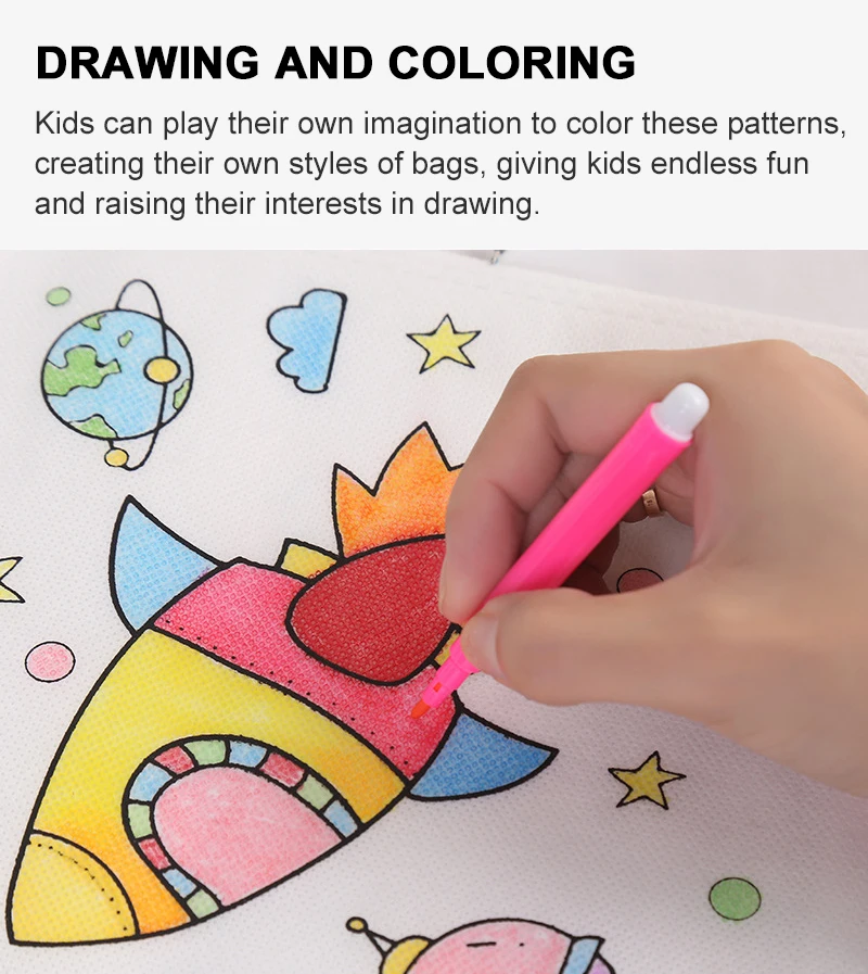 S61f4bbee71b947c1b4366a509ed7844fA DIY Graffiti Bag with Coloring Marker Carnival Animal Art Party Goodie Bags for Kids Eco Reusable Mini Non-woven Shopping bag Mallzona
