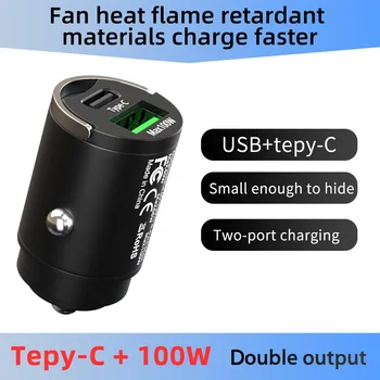 Adattatore per caricabatterie Type_c+Max100W Caricatore USB per accendisigari Ricarica rapida [PD QC 3.0] Caricatore per telefono da auto per iPhone e Android
