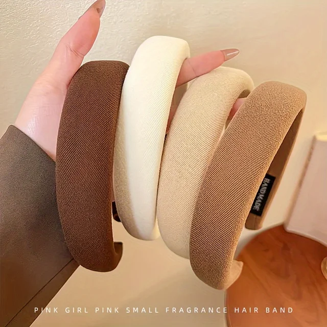 Wild Solid Color Sponge Headband for Women Fashion Girl Wash Face Wide Edge Simple Hair Band 2
