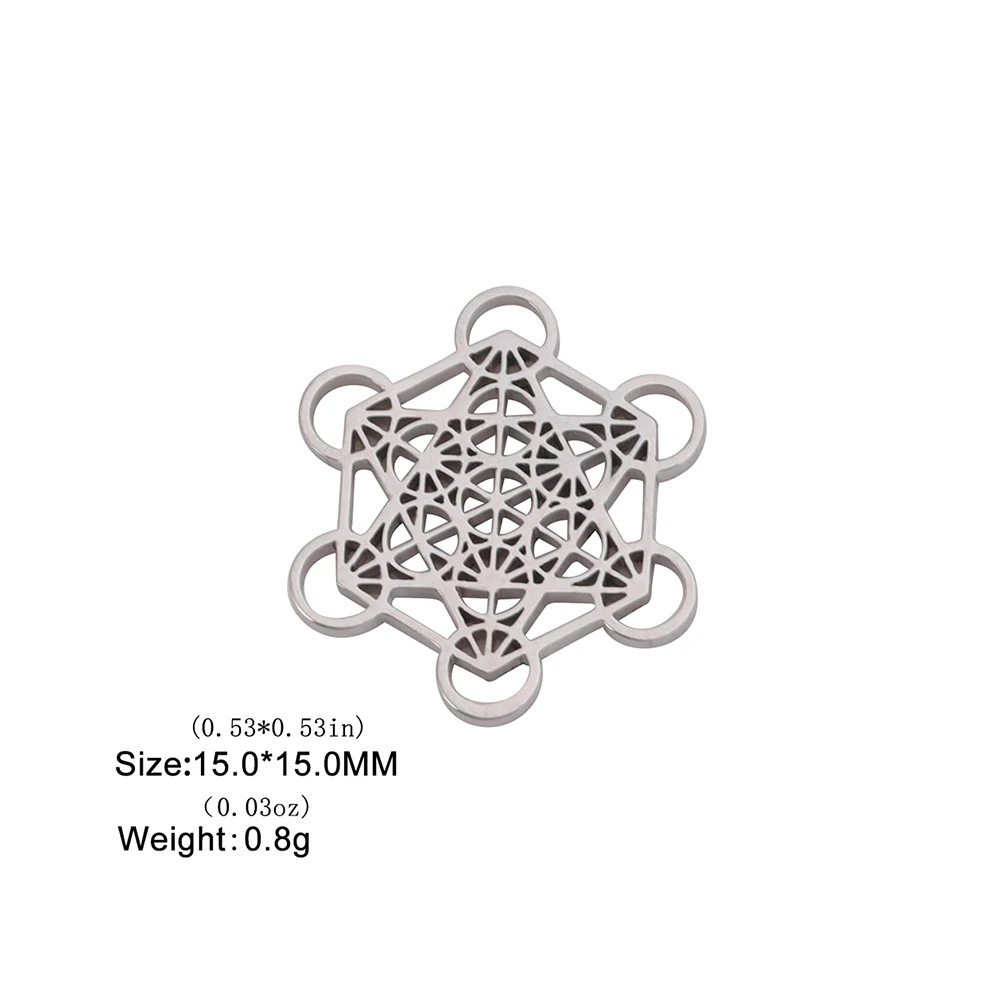 Sacred Geometry Archangel Metatron Cube Stainless Steel Charm Pendants