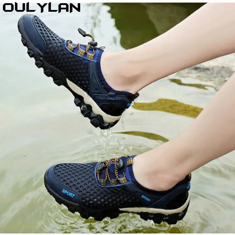 Oulylan Men's Casual Mesh Breathable Sneakers 2024 Summer Fashion Climbing Hiking Shoes Outdoor Beach Barefoot Wading Shoes