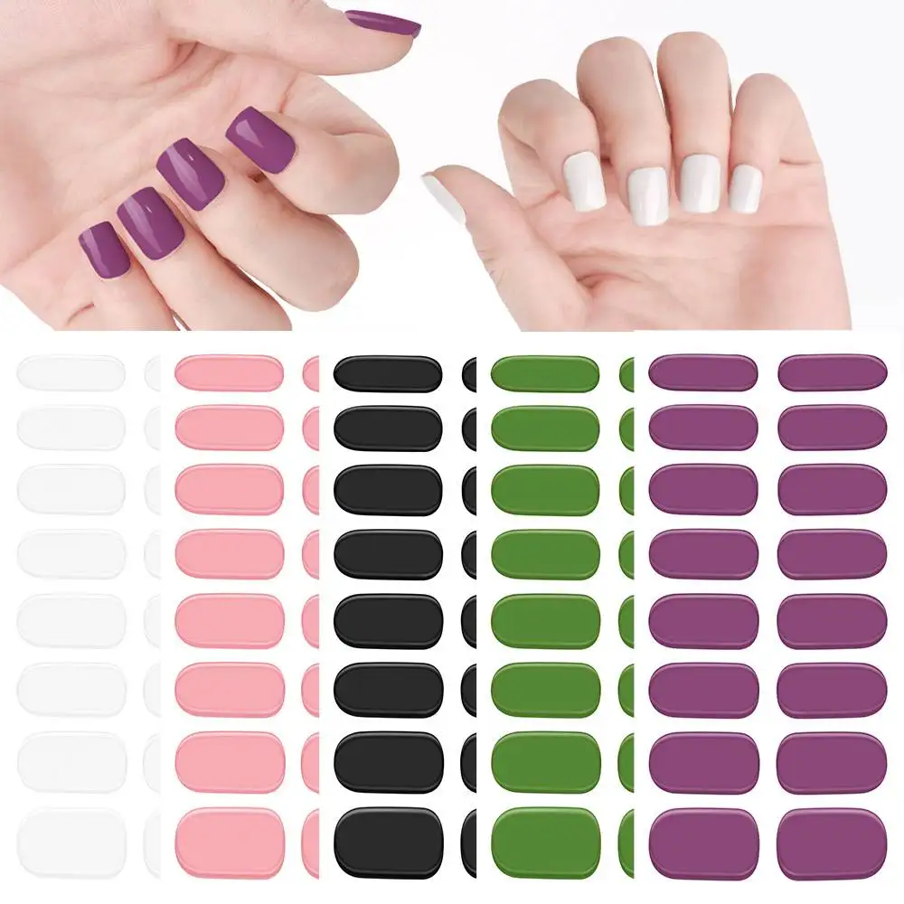 16Tips 5D Full Cover Nail Stickers UV Semi-Cured Gel Nail Wraps Sticker Fashion Polish Art Sticker Extension Patch Nail Stickers Nail Art Decoration Nail Decals