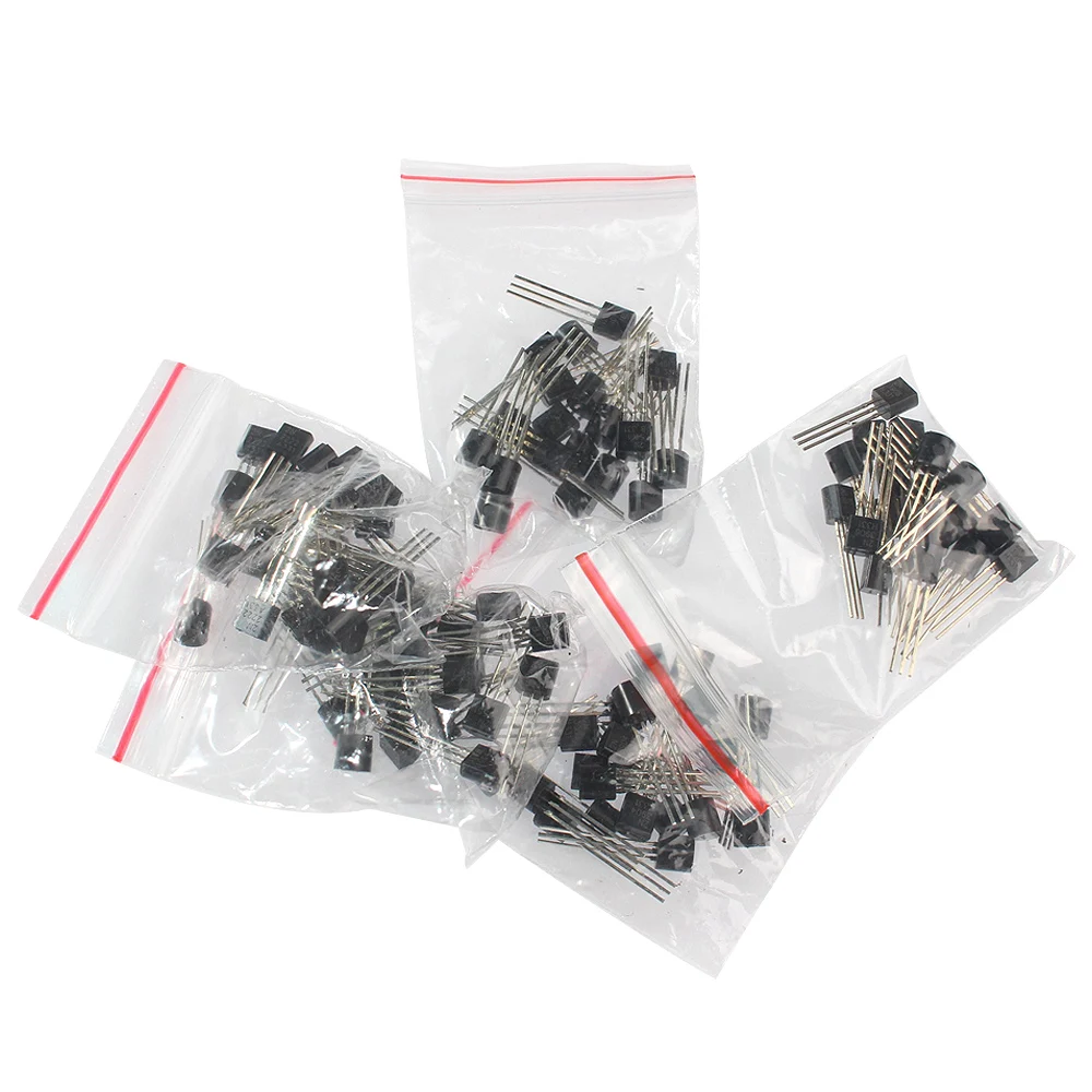 Transistors Kit 50-200PCS Assorted TO-92 2N2222 2N2907 2N3906 2N5401 2N5551 A1015 BC327 BC337 BC548 BC549 C1815 S8050 PNP NPN