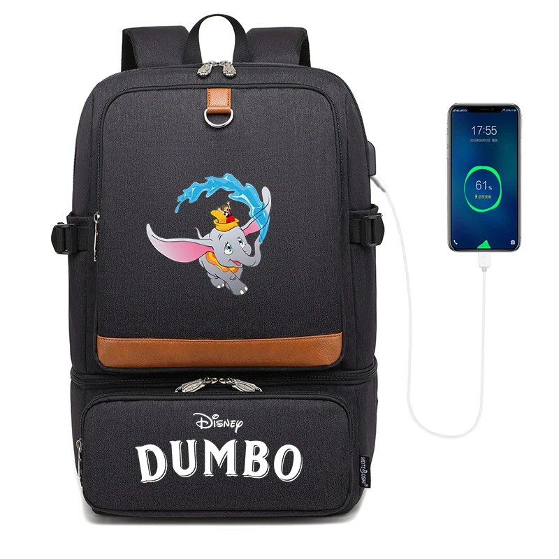 

Disney Dumbo Laptop Backpack Compartment USB Waterproof Backpacks Cooler Bags Outdoor Hiking Thermal Insulated lunch Bag