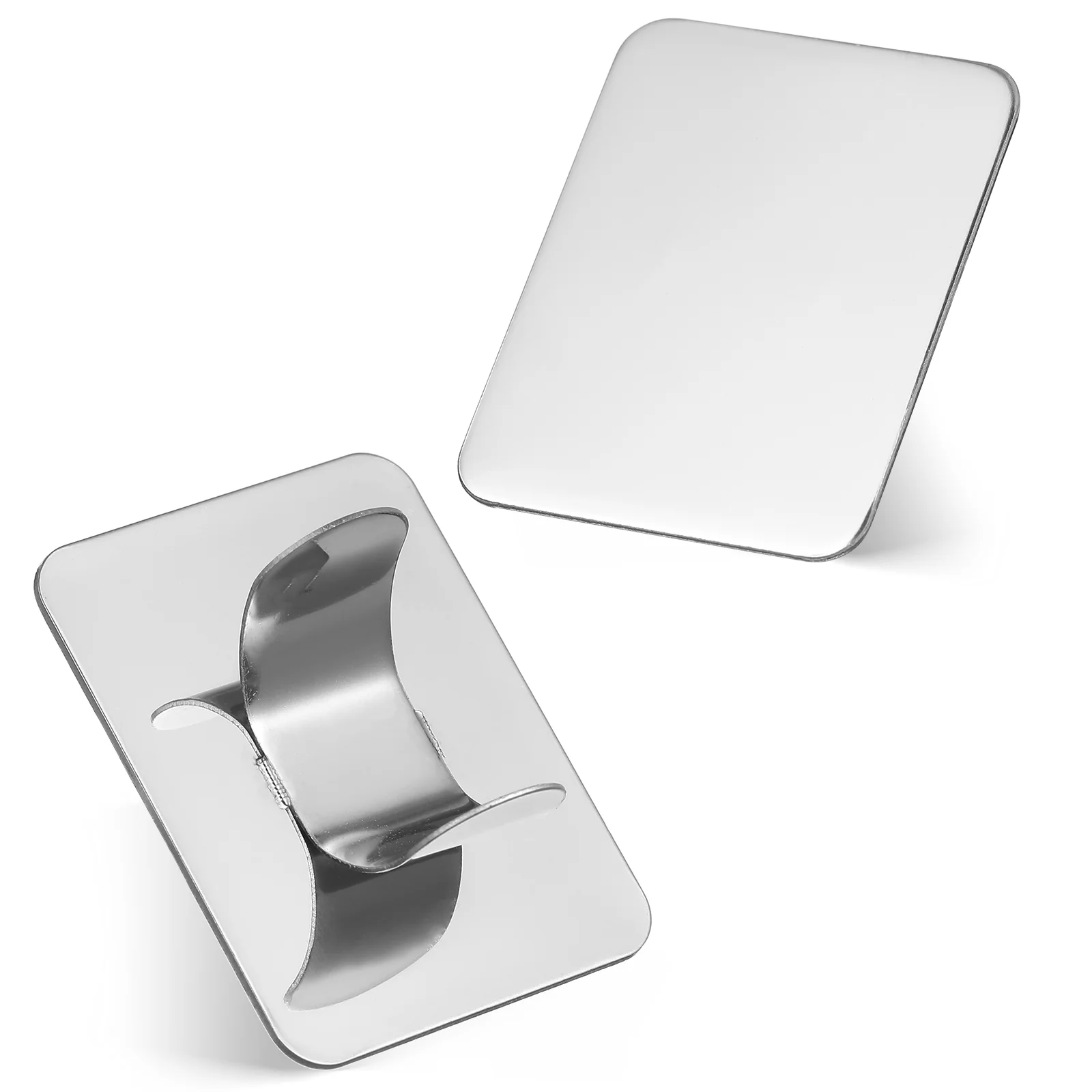 2 Pcs Stainless Steel Palette Mini Square Block Nail Ring Mixing Tool Manicure Spatula Stainless Steel Pallet For Supplies