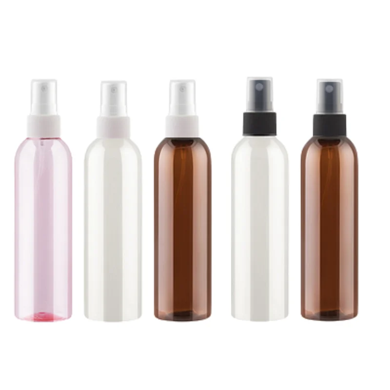 20pcs-spray-mist-bottle-200ml-plastic-empty-round-shoulder-black-white-pump-packaging-refillable-hand-sanitizing-spray-bottles