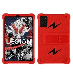 Enhanced Soft Silicone Cover with Kickstand and Shockproof Airbags for Legion Tab Gen 3 (Red)