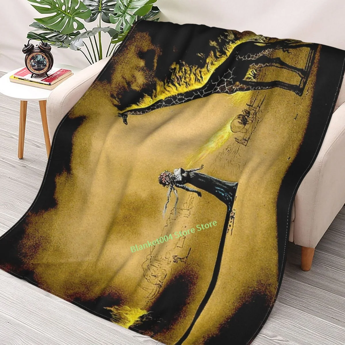 

BURNING GIRAFFE Vintage 1937 Abstract Painting Print Throw Blanket 3D printed sofa bedroom decorative blanket children adult