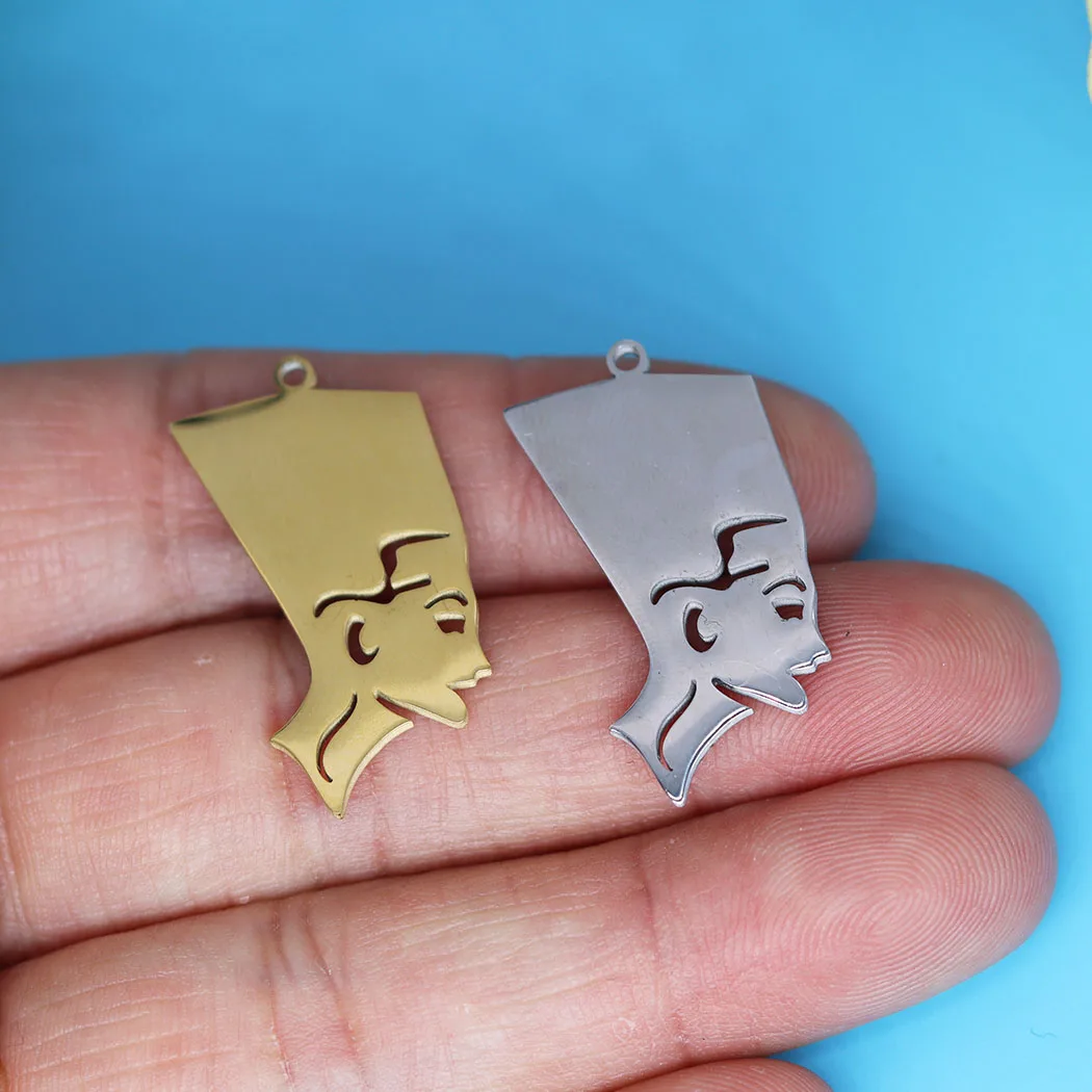 

3pcs/Lot Queen Head Portrait Nefertiti Egyptian Charm Pendant Fit Necklace Earrings Keychain DIY Metal Jewelry Craft Material