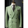 High Quality Double Breasted Men Suits Luxury Solid Color Custom Made Male Clothing Prom Party 2 Piece Jacket Pants Costume 2025 1