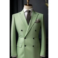 High Quality Double Breasted Men Suits Luxury Solid Color Custom Made Male Clothing Prom Party 2 Piece Jacket Pants Costume 2025 1