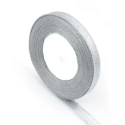 Silver Gold Glitter Silk Satin Ribbon for Party and Home Decorations - 25 Yards (Silver 10mm)