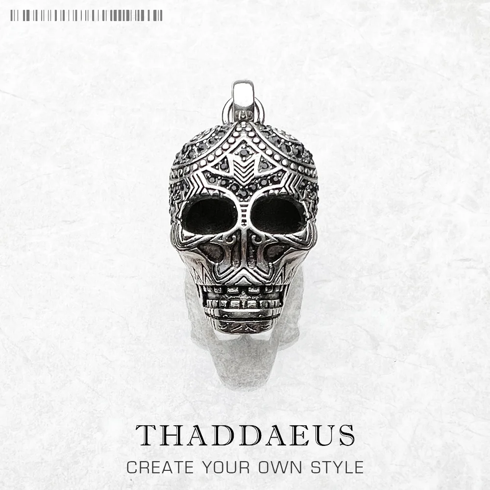 Pendant Skull Maori Fashion Ethnic Punk 925 Sterling Silver Gift For Woman & Men pendant necklace silver necklace silver pendant