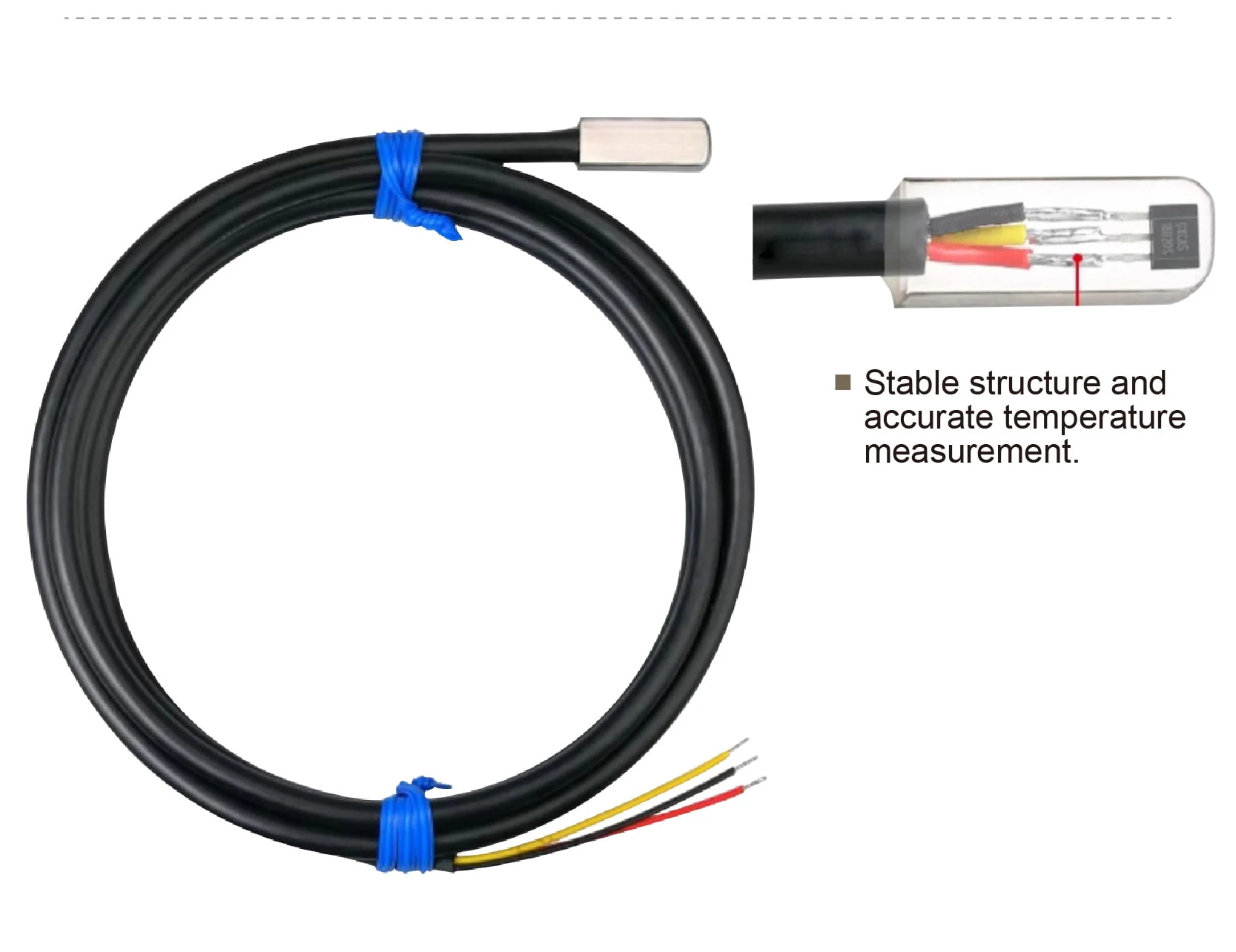 DS18B20 Waterproof Digital Temperature Sensor Probe Teflon Cable Adhesive Flat T
