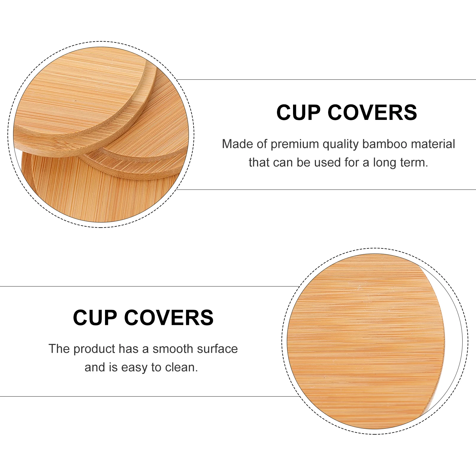 Bamboo Cup Lids Cup Lids Bamboo Mug Covers Wooden Accessories Kitchen Cookware Parts Practical Components 3 Pcs
