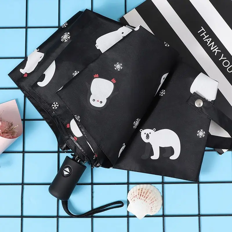 

Students Folding Umbrella Fully Automatic Umbrella Animal Sunshade Rain Reverse Color Umbrella for Kids Women Men Travel Hiking