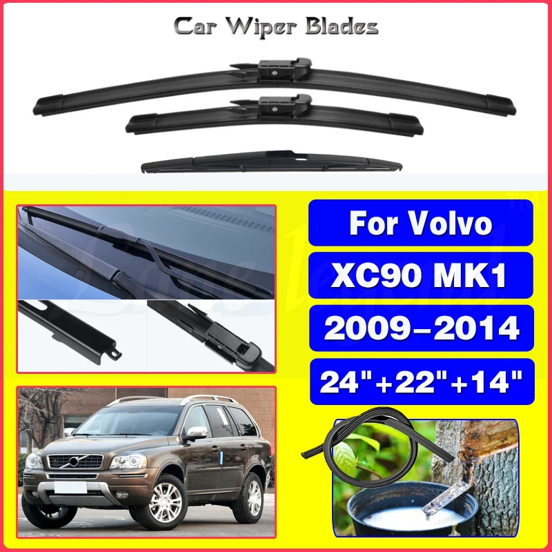 

Car Front Rear Wiper Blades For Volvo XC90 MK1 2009 - 2014 Windshield Windscreen Window Cutter Accessories 2012 2013 24"+22"+14"