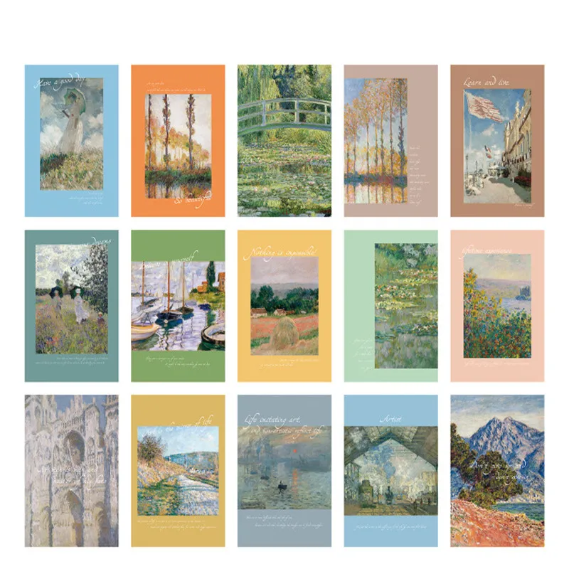

15Sheets Vintage Postcards Impressionist Art Painting Greeting Cards Message Card Decoration Card Gift Tags Invitation Card