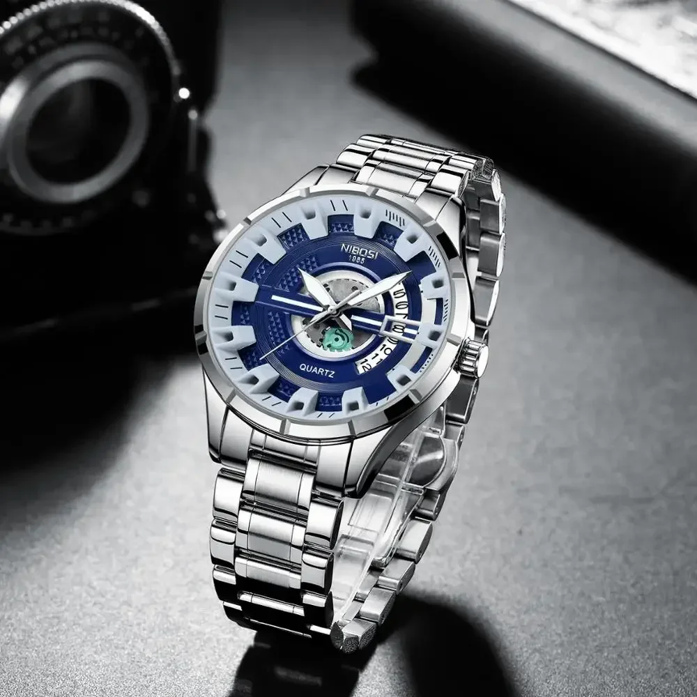 NIBOSI Mens Watches Top Brand Luxury Wristwatch Date Simple Quartz Watch Men Sport Military Waterproof Clock Relogio Masculino