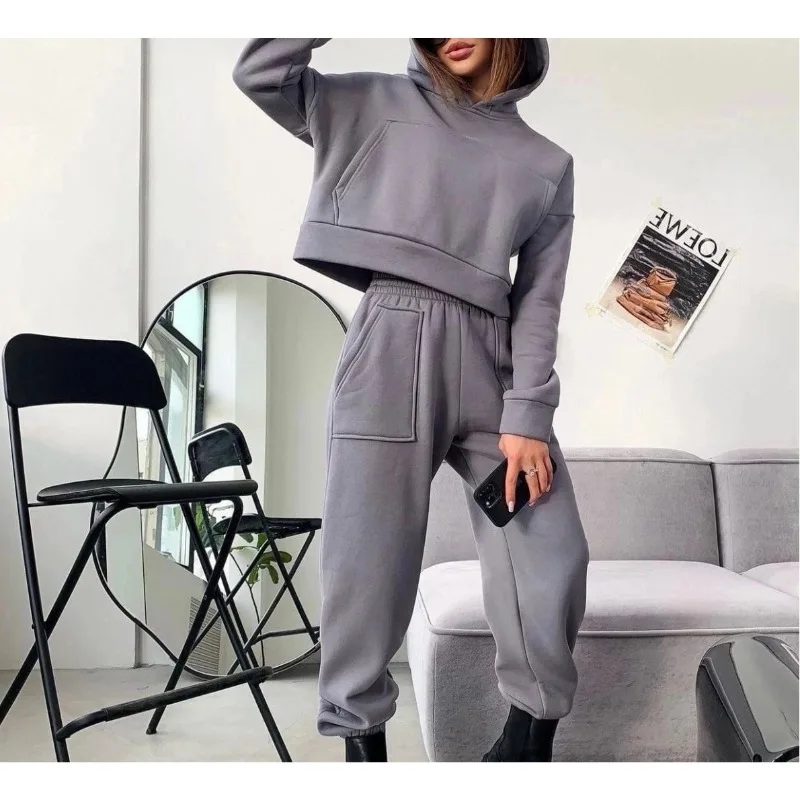 

Women's Fashion Long Sleeve Sports Casual Sweater Set Autumn & Winter New Casual Clothing Two Piece Suit Outfits for Women