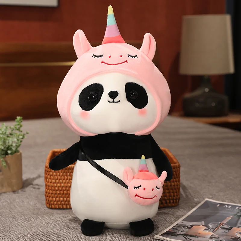 thumbnail image 1 of 30/40cm lindos juguetes de peluche panda encantadores osos animales cosplay unicornio dinosaurio conejo flores almohada rellena suave para regalo de niños, 1 of 5