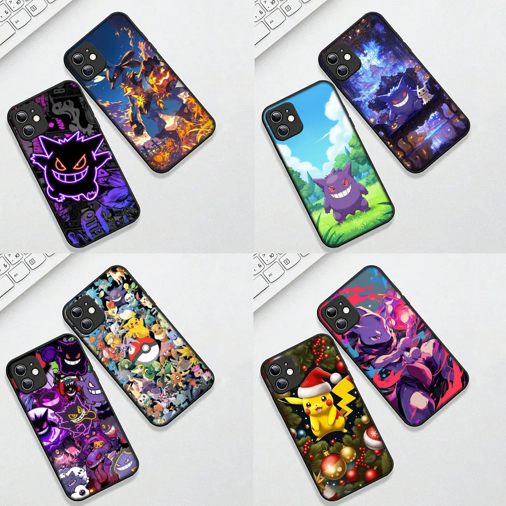 Soft Cover Phone Case with P-Pikachus and Gengar Design