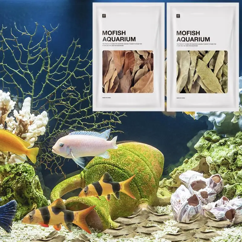 Aquarium Leaves 50pcs Indians Almond Leaves Natural Fish Aquarium Tank Water Conditioner Multi-Purpose Decoration Supplies for Fish Tank