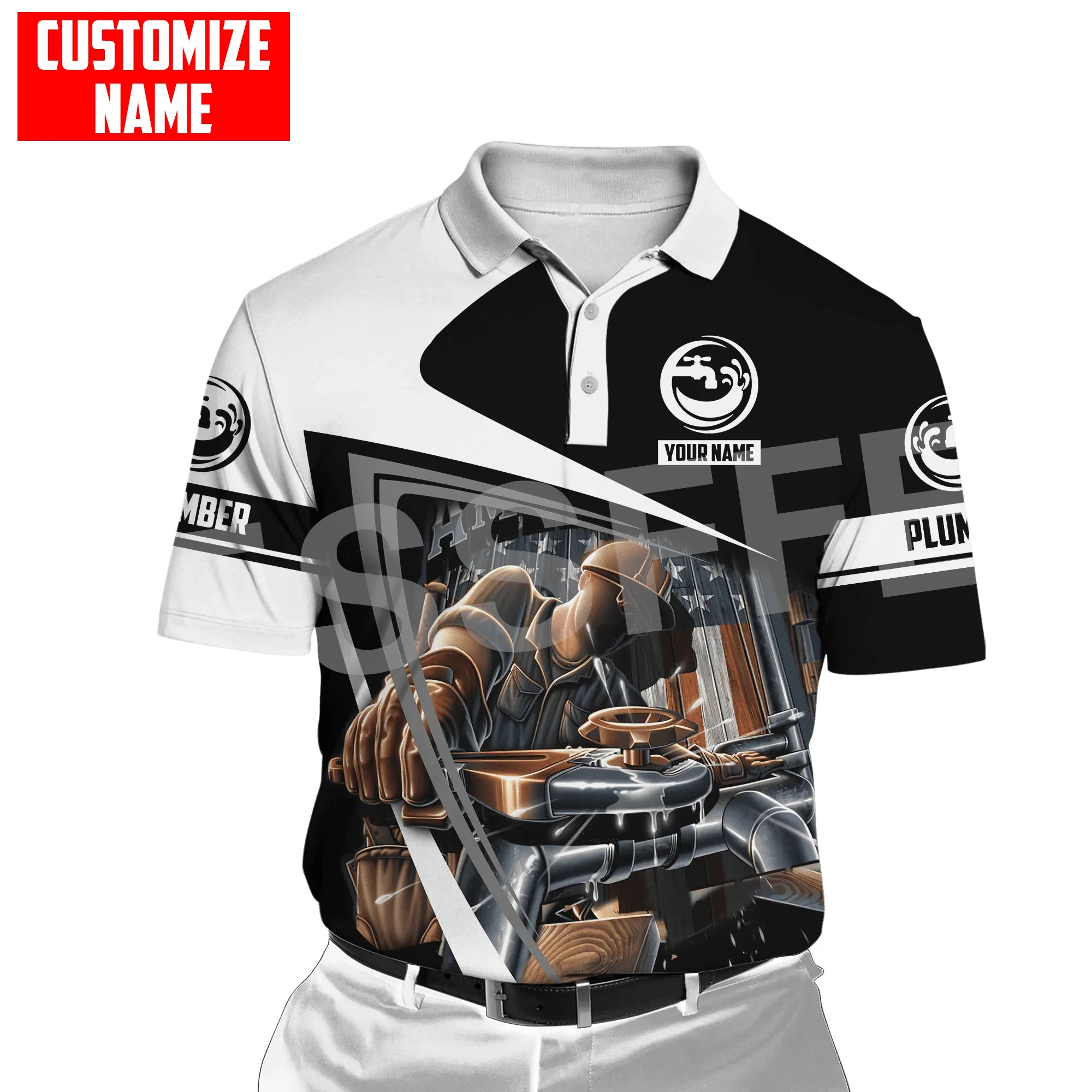 

Tessffel NewFashion Custom Name Cosplay Plumber Worker Retro 3DPrint Summer Unisex Casual Polo Shirts Streetwear Short Sleeves A