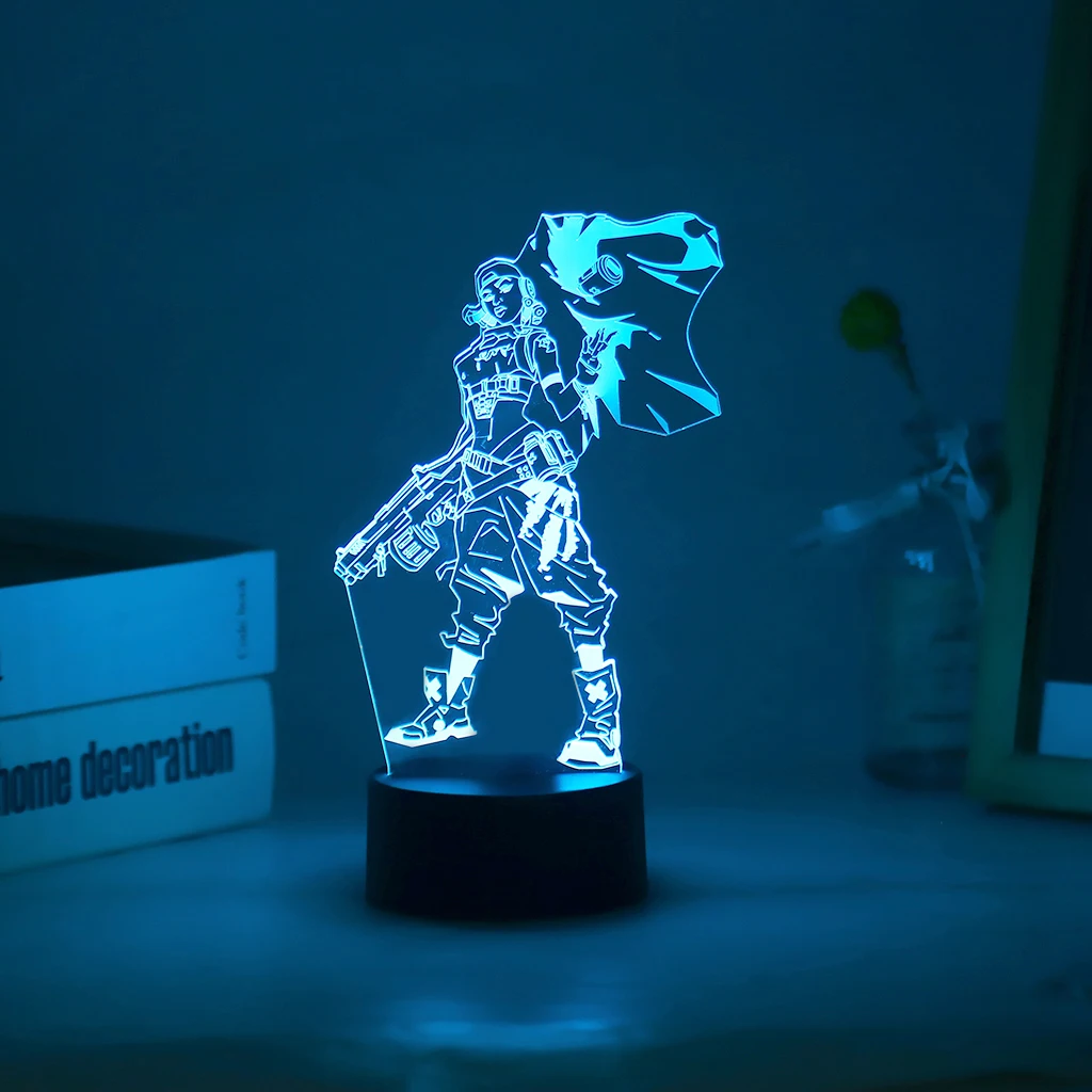 

Hot Gaming Valorant Raze 3D led Nightlight Omen Breach Jett Figure Colorful Table Lamp For Gamer Game Room Decor Dropshipping