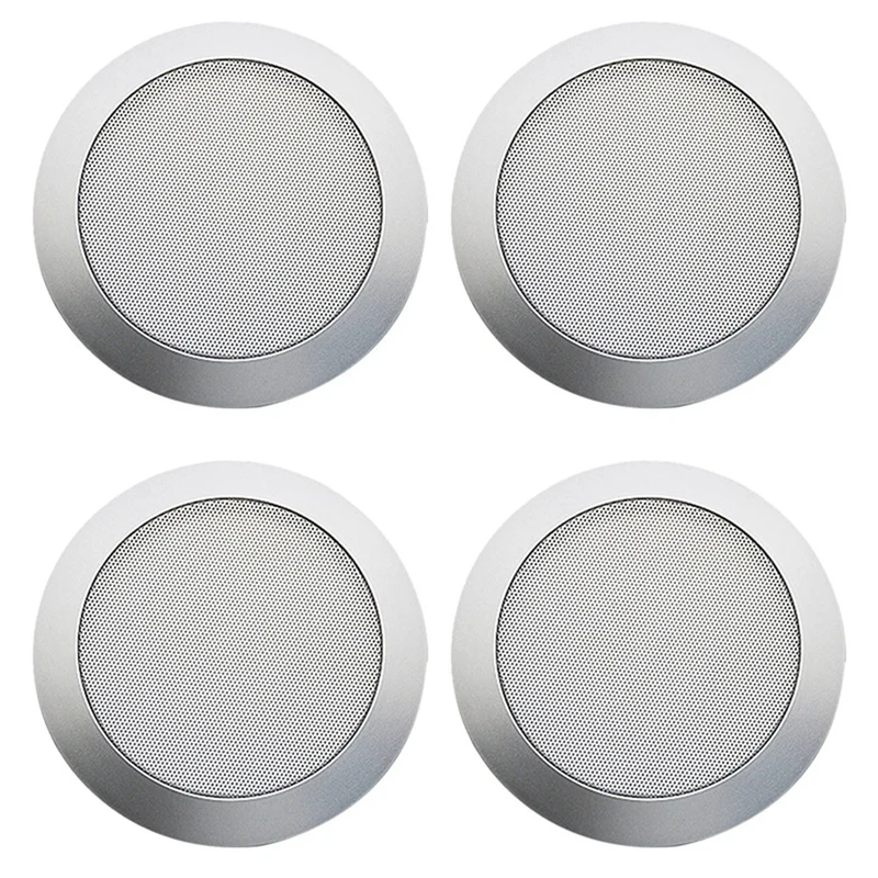 New 2X Ceiling Speaker Grille, 4-Inch Ceiling Embedded Audio Speaker Grille(Silver)