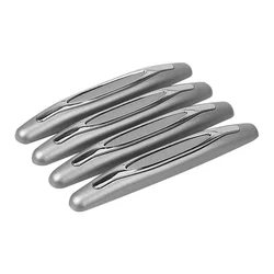Car Door Anti - Collision Protector Guard Strips - Rubber Bumper Stickers for Scratch & Edge Protection (Set of 4) (Silver)