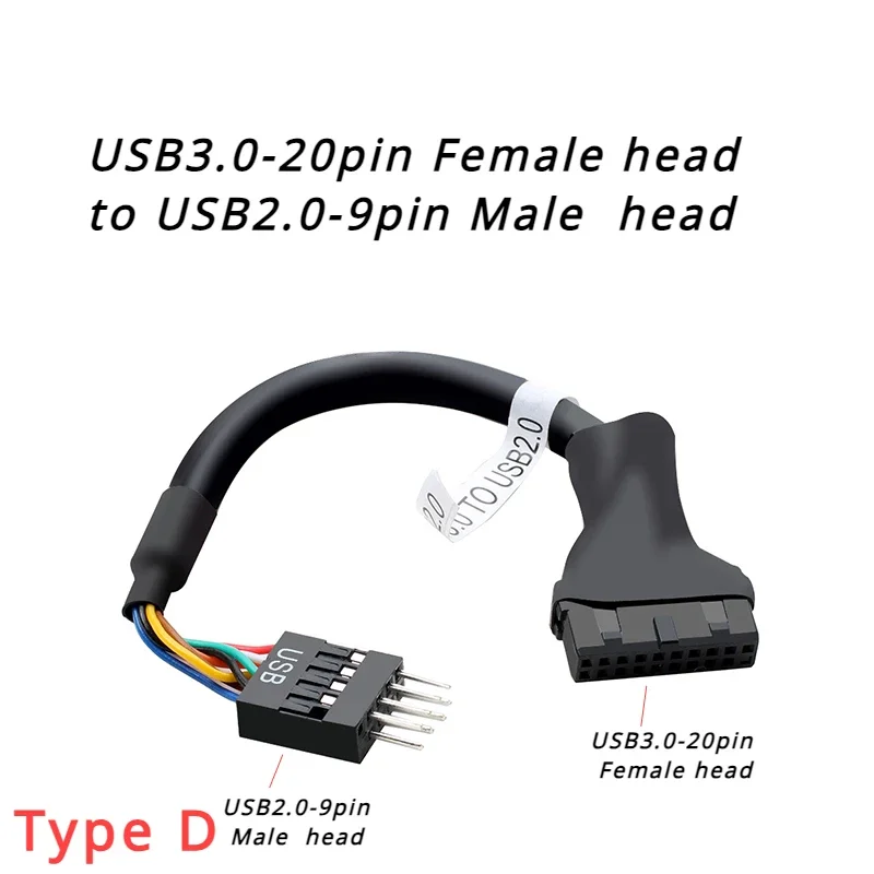 Câble embase 2,00 mm 19 broches USB 3.0 femelle > 2 x USB 3.0 Type-A