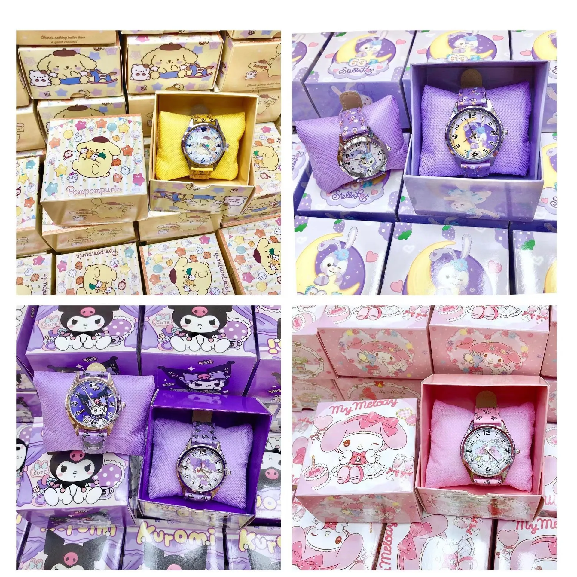 

Anime Sanrio PU leather electronic watch kulomi big-eared dog Melody children's watch gift with gift box