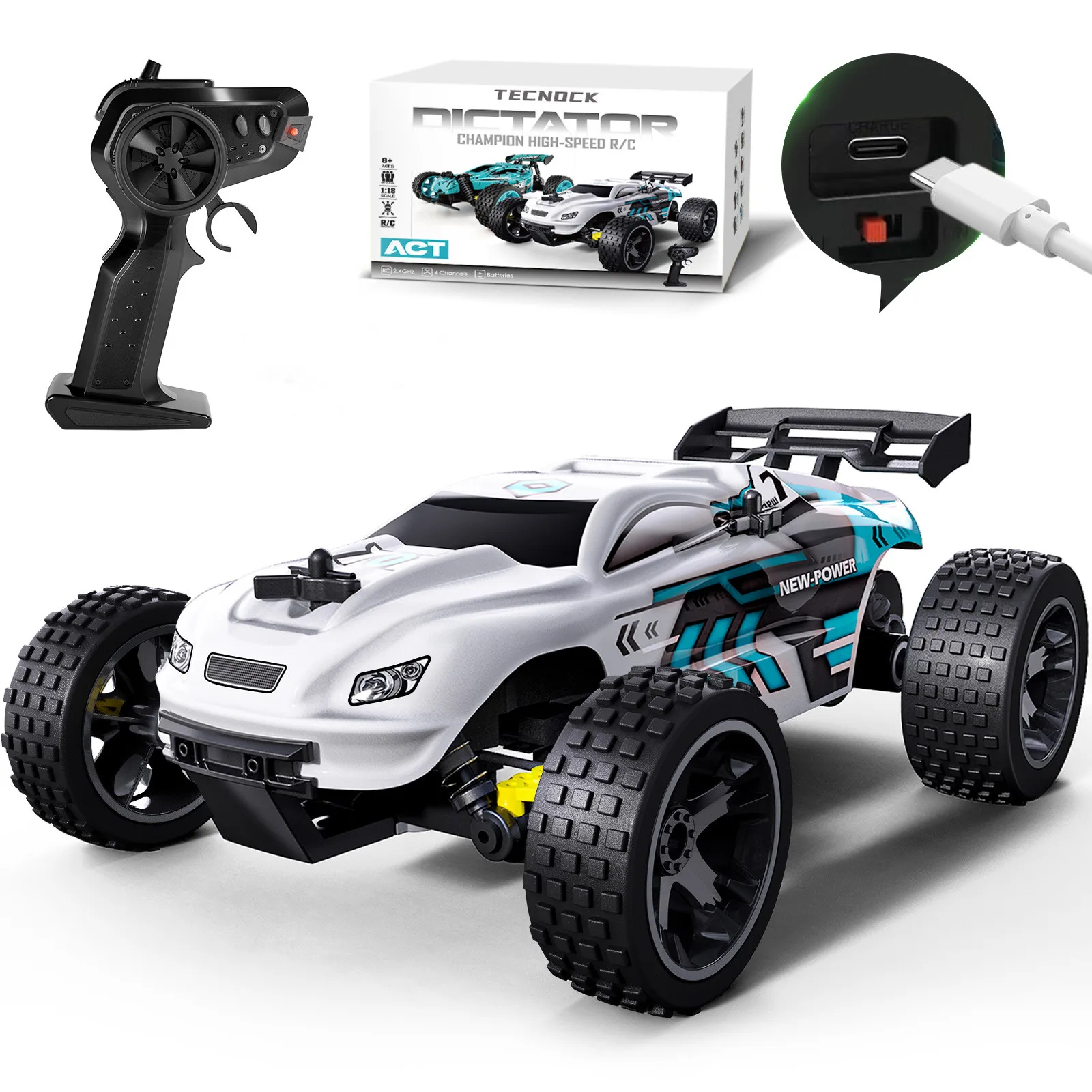 Voiture RC 4WD 1:18 tout-terrain crawler buggy électrique - 2 batteries