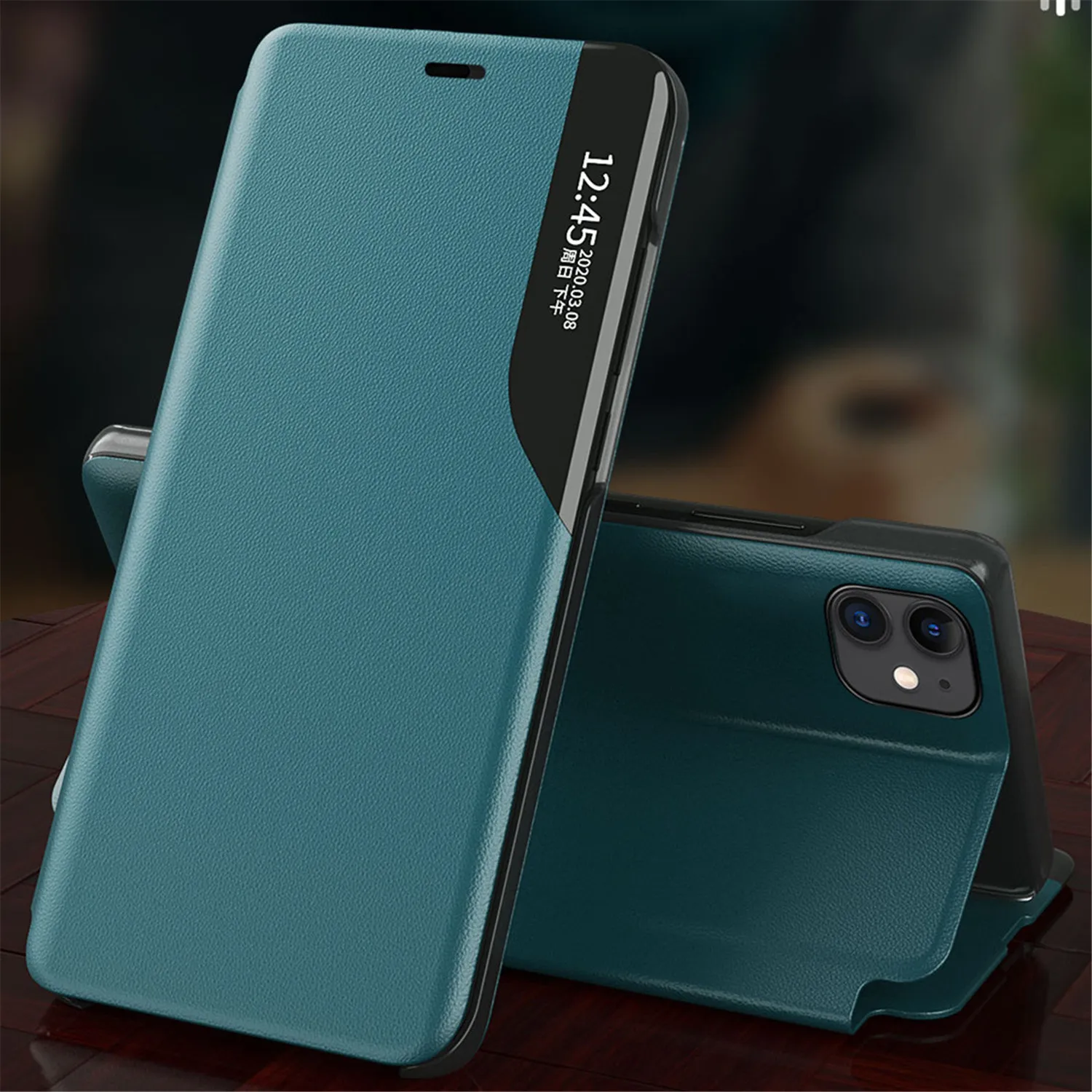 Leather Wallet Case Leather Case Phone Case Leather Phone Case Smart Clear View Flip Case For Samsung Galaxy S22 S21 Plus Note 20 Ultra S20 FE A53 A52 A72 5G A51 S23 A12 Stand