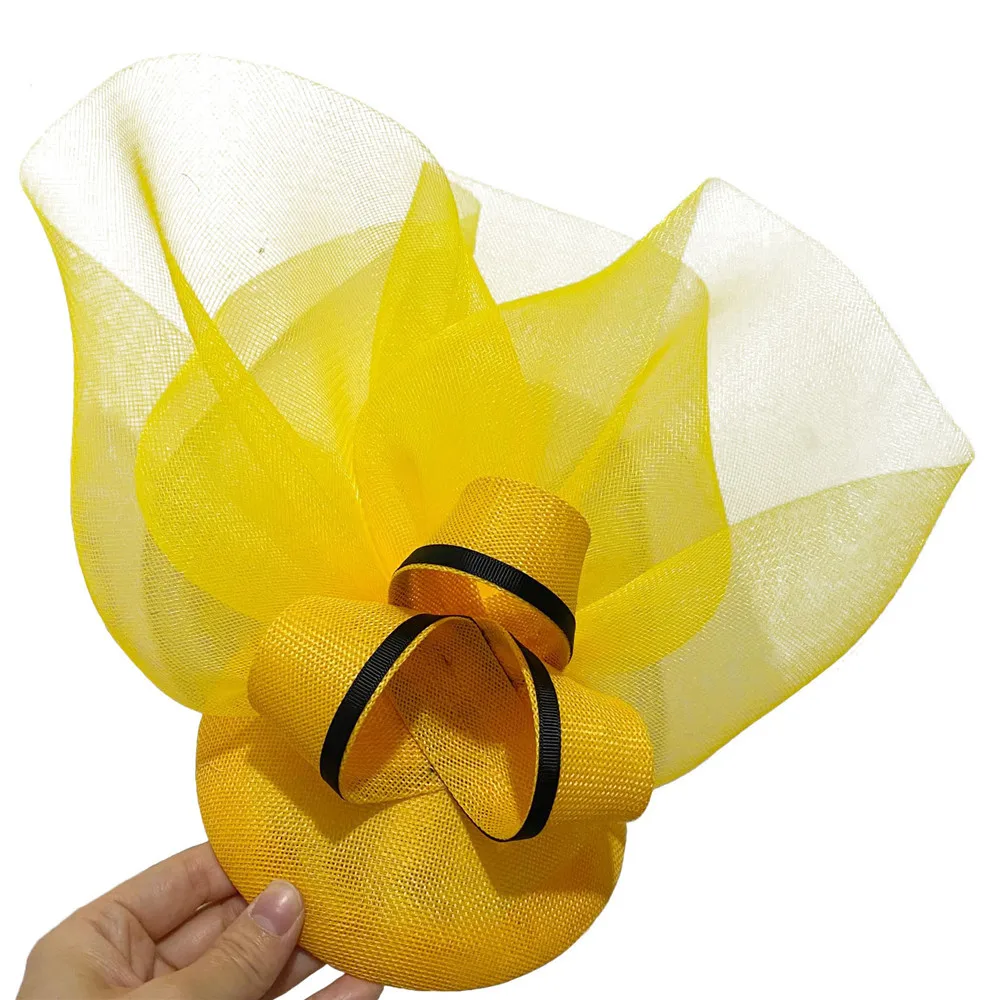 Cappello da donna con velo e piume, cappello a rete con velo a rete