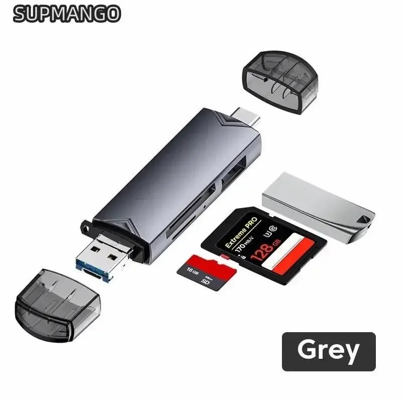 JASTER 다기능 USB 3.0 카드 리더, U 디스크, TYPE-C, USB, Tf, Sd 플래시 드라이브 메모리 카드, 어댑터, 전화, 노트북, 컴퓨터용, 6 in 1