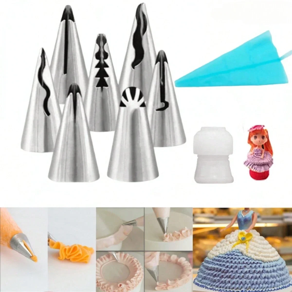 Lot De 9 Grandes Douilles à Glaçage Inox 304 – Pour Gâteaux, Cupcakes, Pâtisseries – Taille L