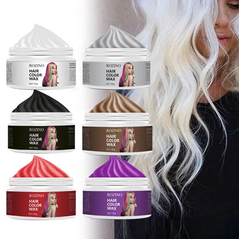 

Hair Wax Color Temporary Hair Color Wax Mud Dye Cream Red Purple Grey Brown Black White Natural Instant Hair Color Cream For DIY